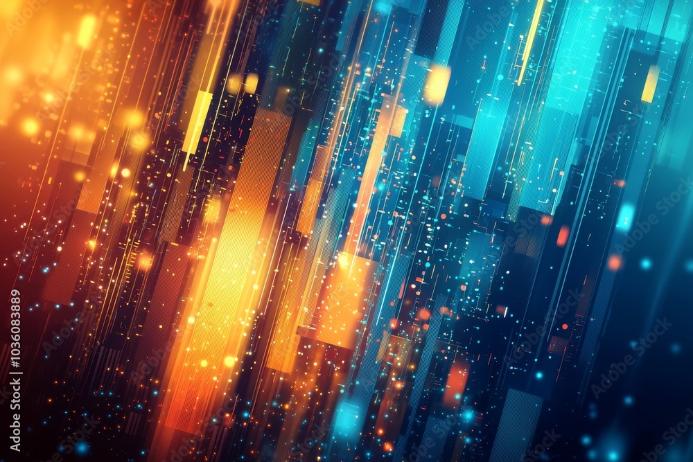 Fototapeta premium An image of flowing digital particles in a technology background