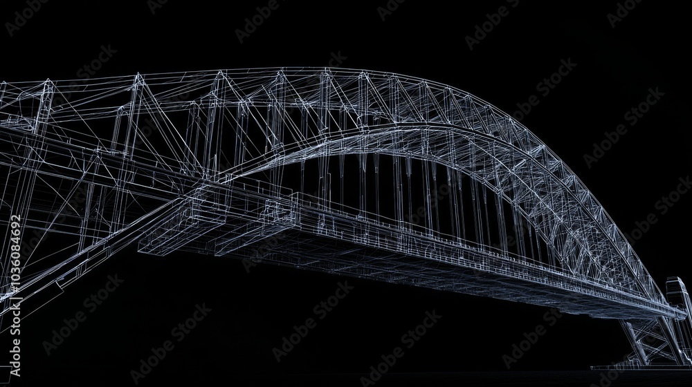 Fototapeta premium 3D Illustration Rendering of a bridge designed by a civil engineer structural architect