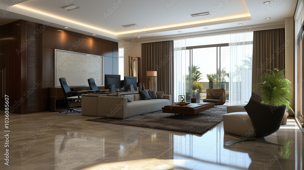Fototapeta premium Interior design of a modern spacious office