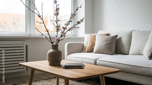Interior Design. Architecture. Computer generated image of living room. Architectural Visualization. 3D rendering.