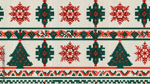 A Christmas sweater pattern with trees