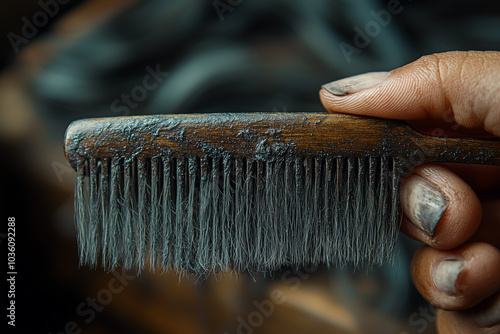 Un peigne en bois et une brosse à cheveux noire, isolés, représentent des accessoires de beauté essentiels pour le soin et l'hygiène des cheveux. photo