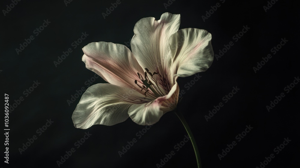 A Single White Flower Against a Black Background A Single White Flower Against a Black Background