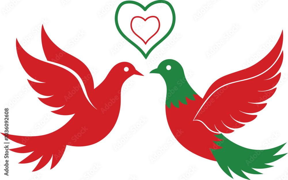 Christmas Doves vector illustration on white background Christmas Doves vector illustration on white background
