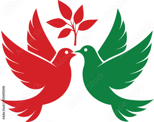 Christmas Doves vector illustration on white background