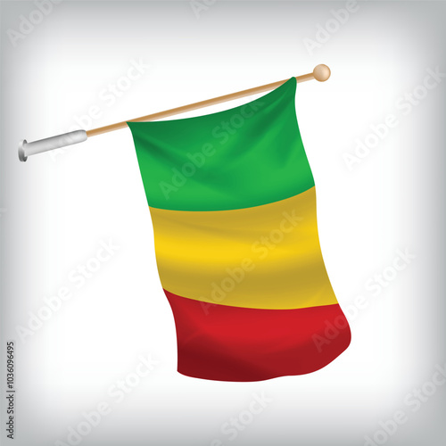 Realistic illustration of Mali flags waving on the wall. The set is in the flag collection