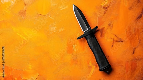 Dynamic Resilience: A Bold Military Knife Displayed Against a Vivid Orange Background Showcasing Tactical Excellence and Versatile Functionality for Every Mission