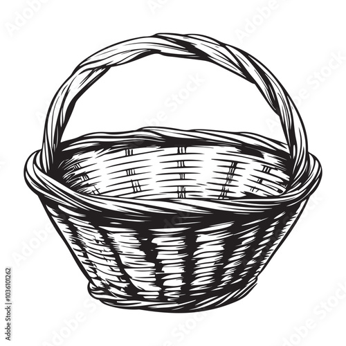 Wicker Basket silhouette vector art isolated on white background