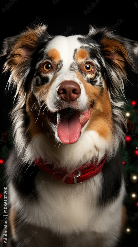 Happy dog with red collar Happy dog with red collar