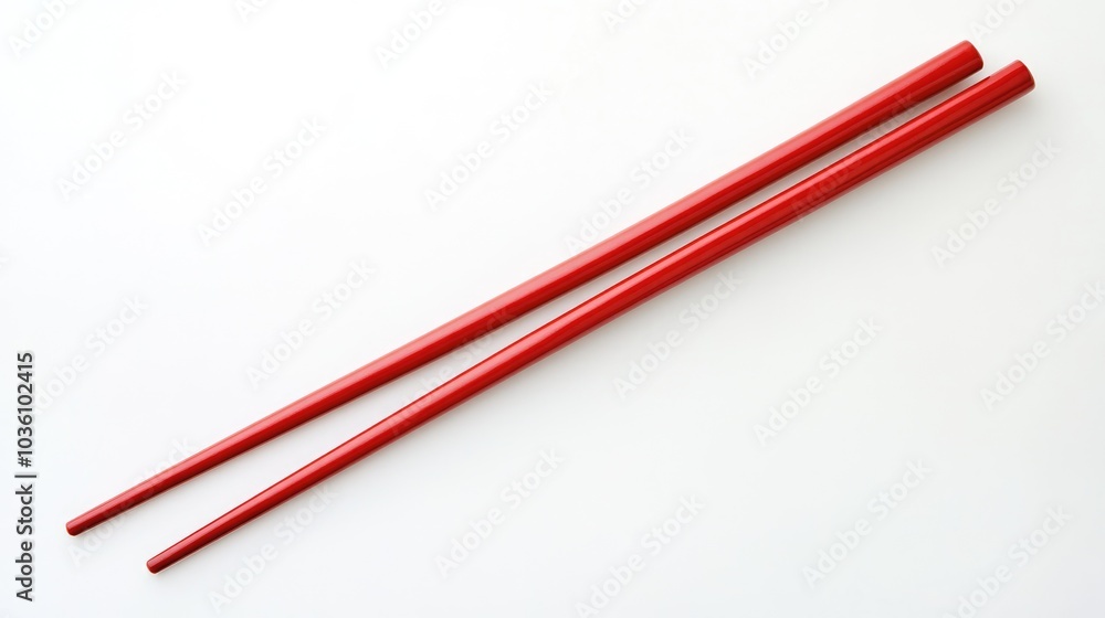 Red chopsticks isolated on white symbolizing the essence of Asian dining culture Red chopsticks isolated on white symbolizing the essence of Asian dining culture
