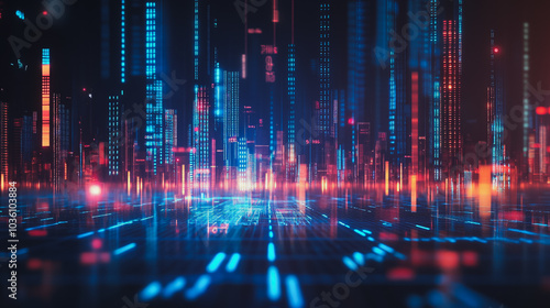 Abstract business network smart city and charts and graphs with statistics to innovative analyze business potential and forecast future development of companies growth.