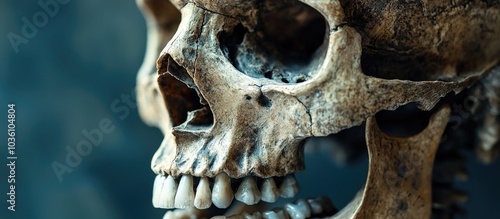 A Selective Focus Shot Of A Human Skull Without Jaws photo