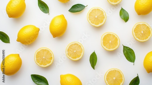 Assorted fresh lemons displayed against a white background