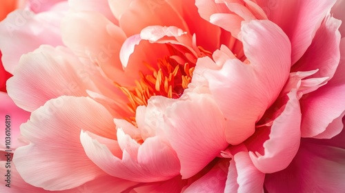 Macro shot of a beautiful pink peony showcasing intricate floral design with vibrant petals highlighting the elegance of nature s artistry photo