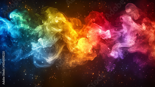 Colorful Rainbow Smoke on Black Background for Vibrant Wallpaper