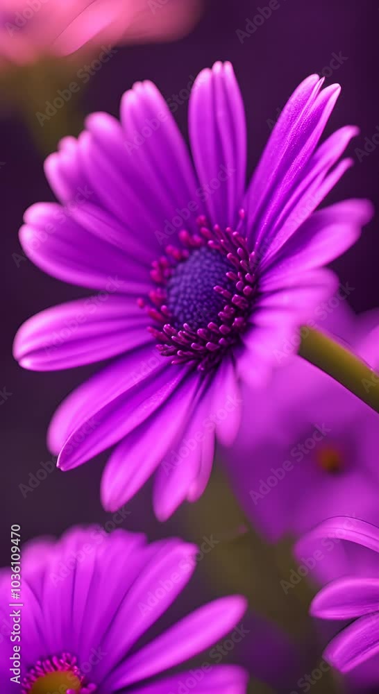 Close up of purple daisy flower 4K vertical Close up of purple daisy flower 4K vertical