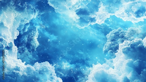 Nuvole dai colori vibranti blu e arancioni, che si fondono creando un effetto surreale di vortici e esplosioni di luce.