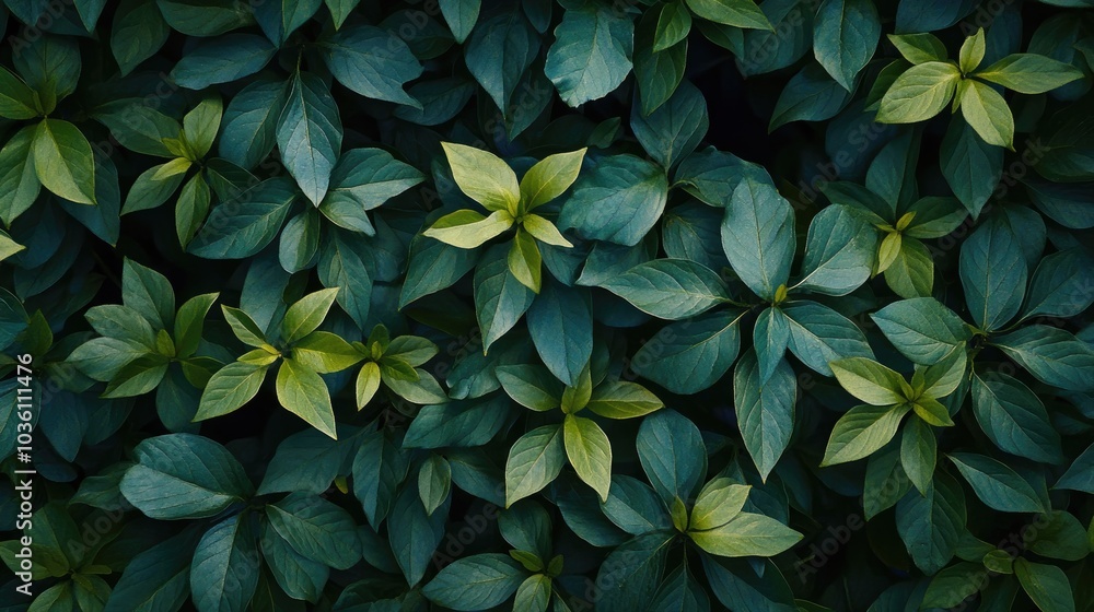 Close up of vibrant dark green foliage on a tree showcasing the beauty of nature Close up of vibrant dark green foliage on a tree showcasing the beauty of nature