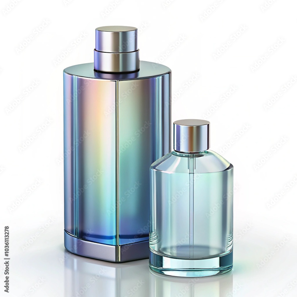 Glass bottle mockup for fragrance and perfume is on a white background, gold perfume cosmetic bottle container, isolated. Mockup for product package branding. Glass bottle mockup for fragrance and perfume is on a white background, gold perfume cosmetic bottle container, isolated. Mockup for product package branding.