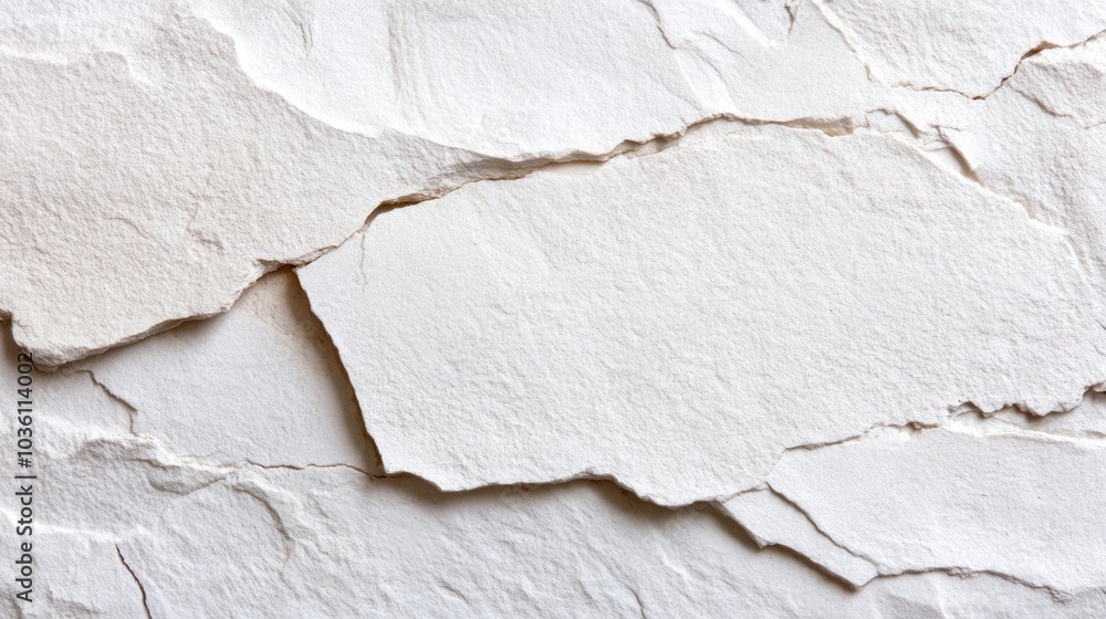 This textured white stone wall features distinct layers and cracks, illuminated by natural light, revealing the intriguing geological patterns and details of the surface This textured white stone wall features distinct layers and cracks, illuminated by natural light, revealing the intriguing geological patterns and details of the surface