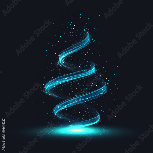Obraz na płótnie Abstract glowing blue light spiral with sparkling particles on a black background. w salonie