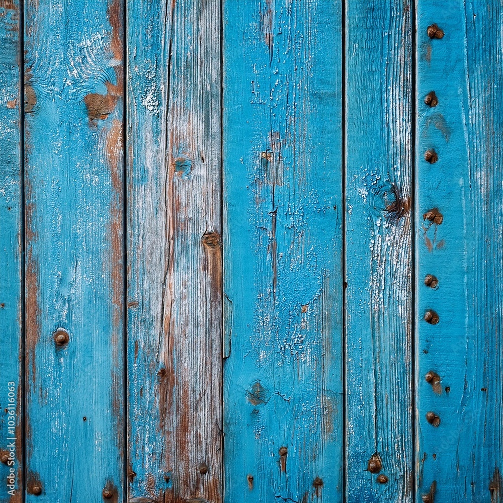 close up old wood planks with worn blue paint and rusty nails texture background close up old wood planks with worn blue paint and rusty nails texture background