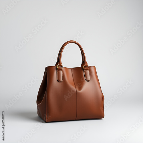 luxury leather handbag on minimal background 