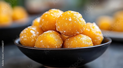 Traditionelles Motichoor Laddoo: indisches Festgebäck für Feiern und kulinarische Genüsse photo