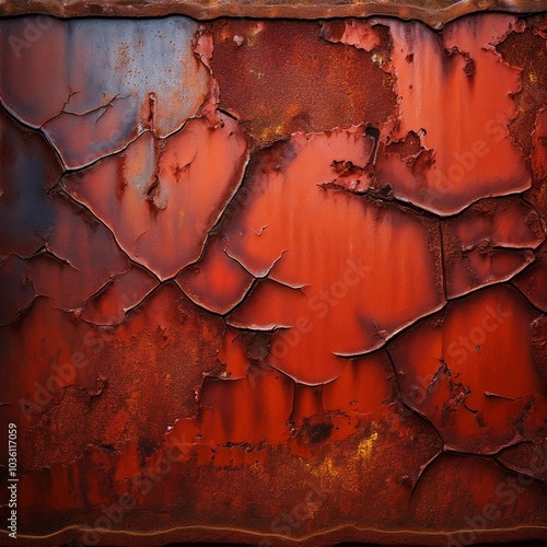 this image features a gorgeously weathered abstract surface with red rust and worn textures
