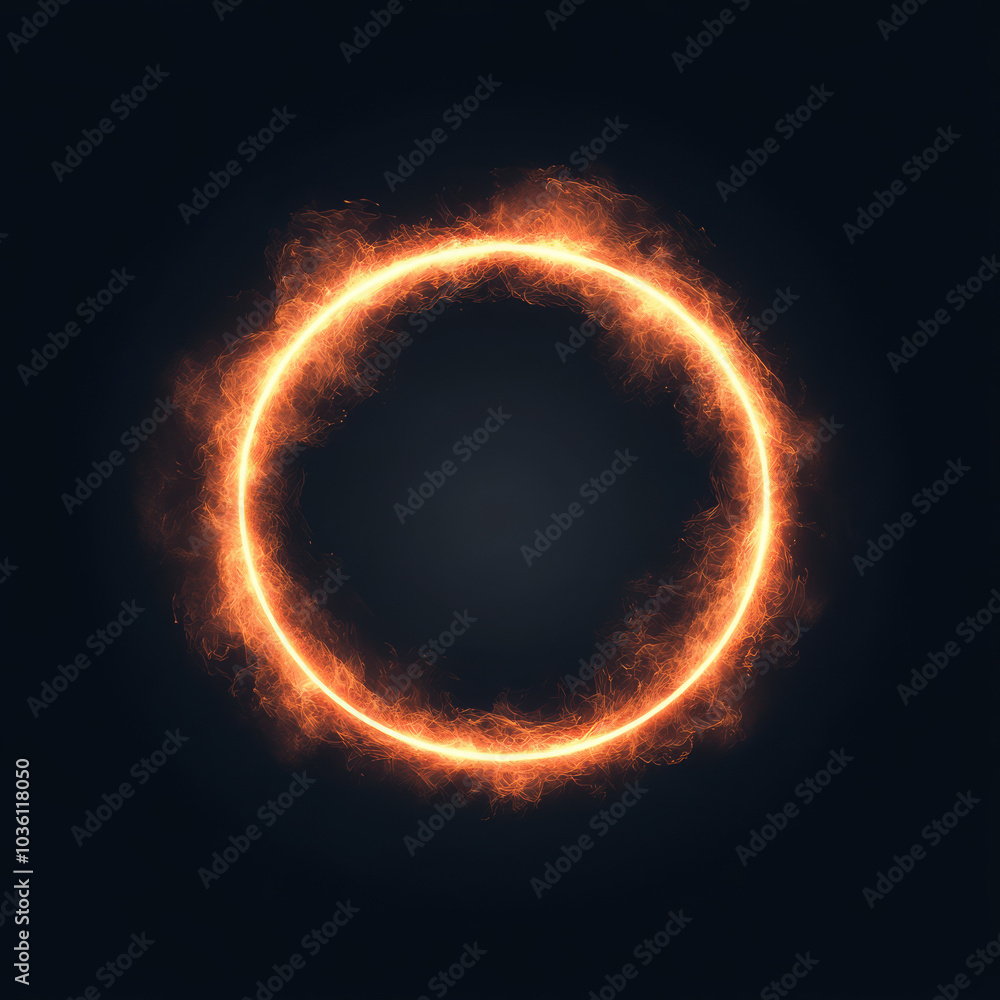 Fiery ring of light against a dark background. Fiery ring of light against a dark background.