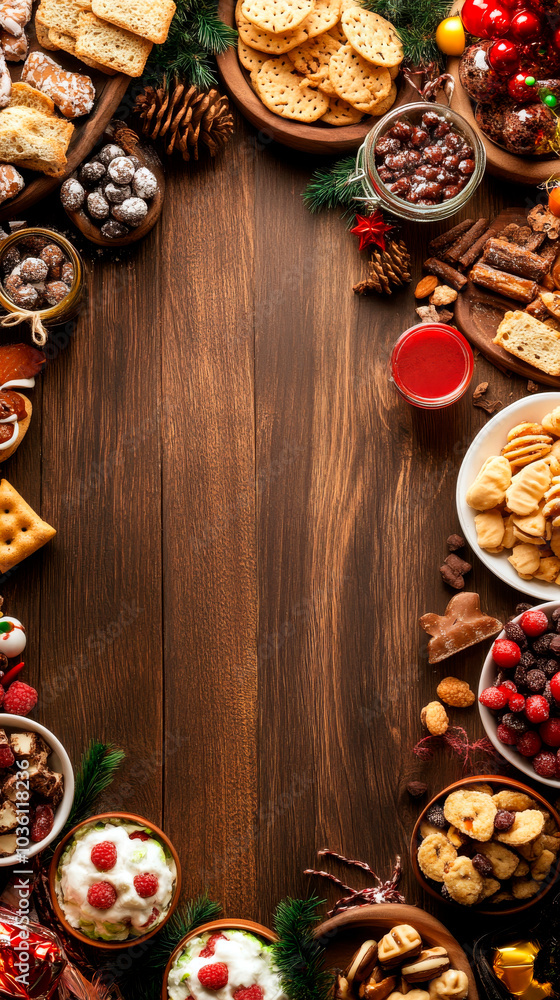 Table of New Year's Snacks and Treats, Space for Copy Table of New Year's Snacks and Treats, Space for Copy
