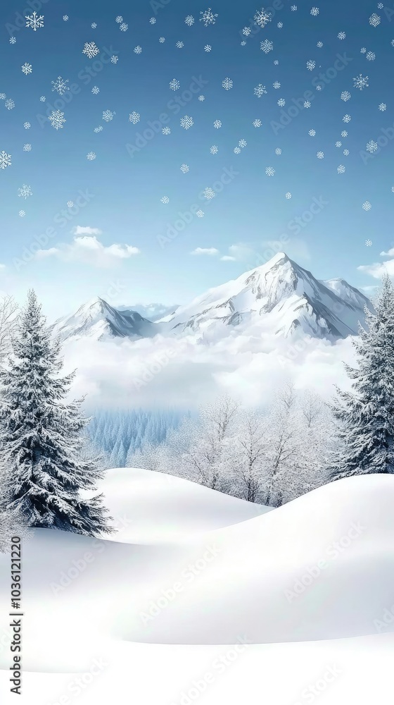 Obraz premium A winding highway reveals stunning, snowy peaks and frosted trees, showcasing nature's beauty in a serene winter landscape