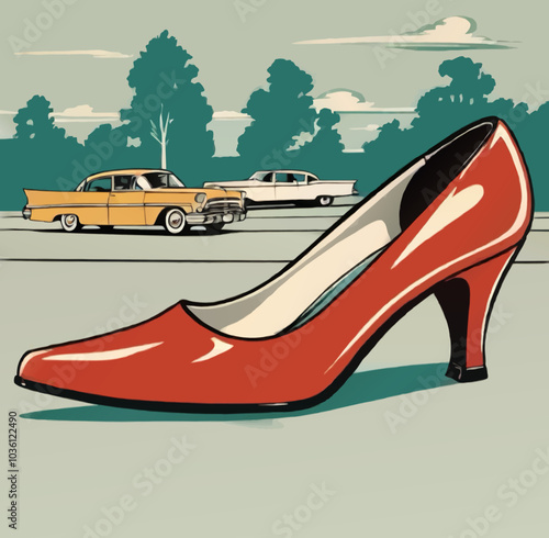 red stiletto retro illustration