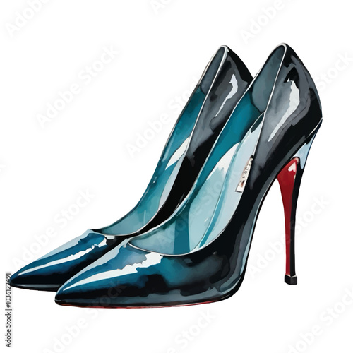 black stilettos watercolor illustration