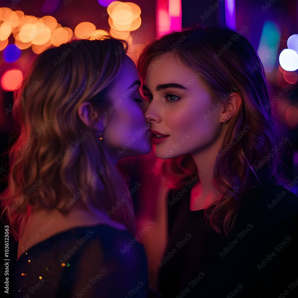Heartwarming Close Bond Between Two People Sharing a Moment of Connection in a Colorful Setting Heartwarming Close Bond Between Two People Sharing a Moment of Connection in a Colorful Setting