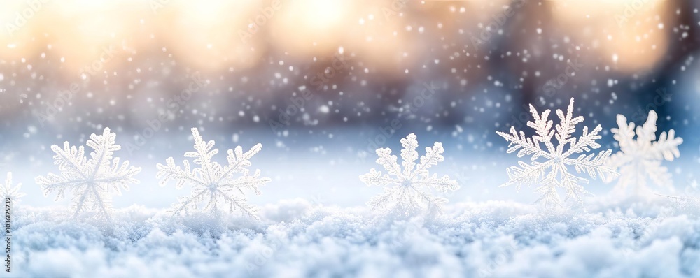 Naklejka premium Close-up of snowflakes on a frosty windowpane, winter morning calm