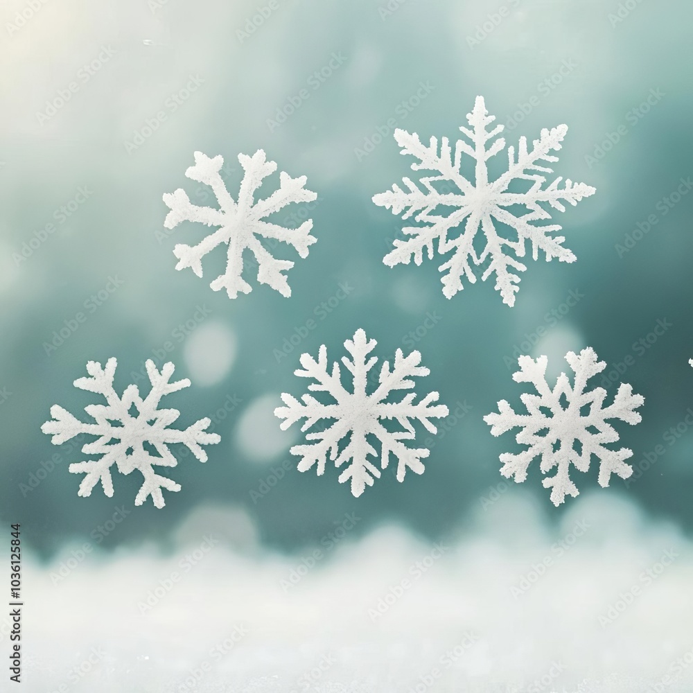 Delicate snowflakes falling onto frosted glass, creating natural patterns Delicate snowflakes falling onto frosted glass, creating natural patterns