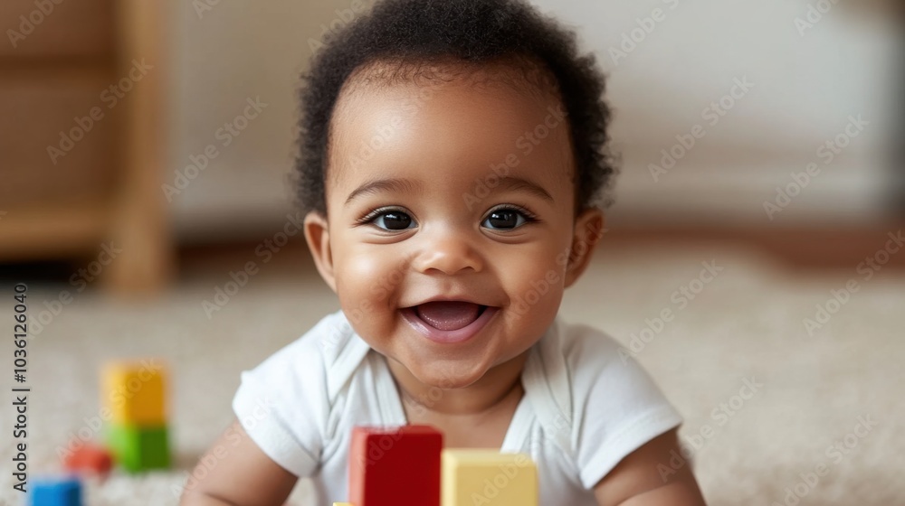 Spielerisches Baby beschäftigt sich mit bunten Bausteinen für die frühkindliche Entwicklung Spielerisches Baby beschäftigt sich mit bunten Bausteinen für die frühkindliche Entwicklung