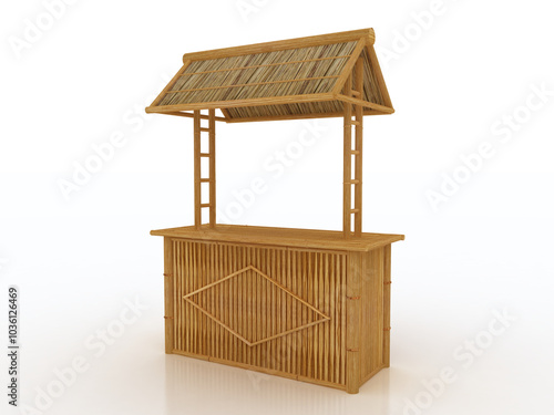 Palm tiki bar isolated on white background. 3D illustration.