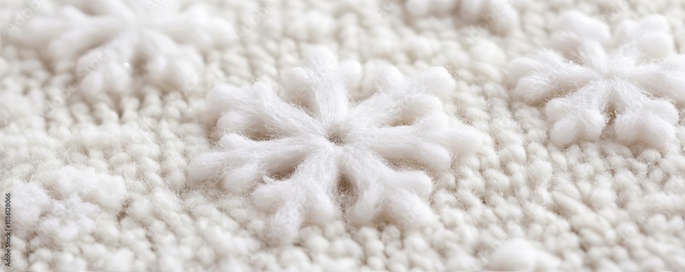 Macro shot of snowflakes on wool, intricate patterns and soft textures Macro shot of snowflakes on wool, intricate patterns and soft textures