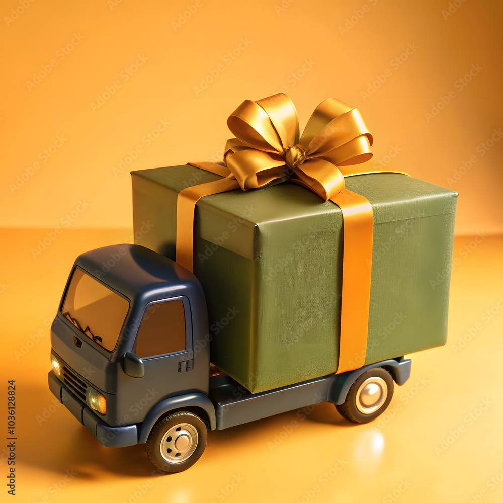 Delivery van with gift box Delivery van with gift box