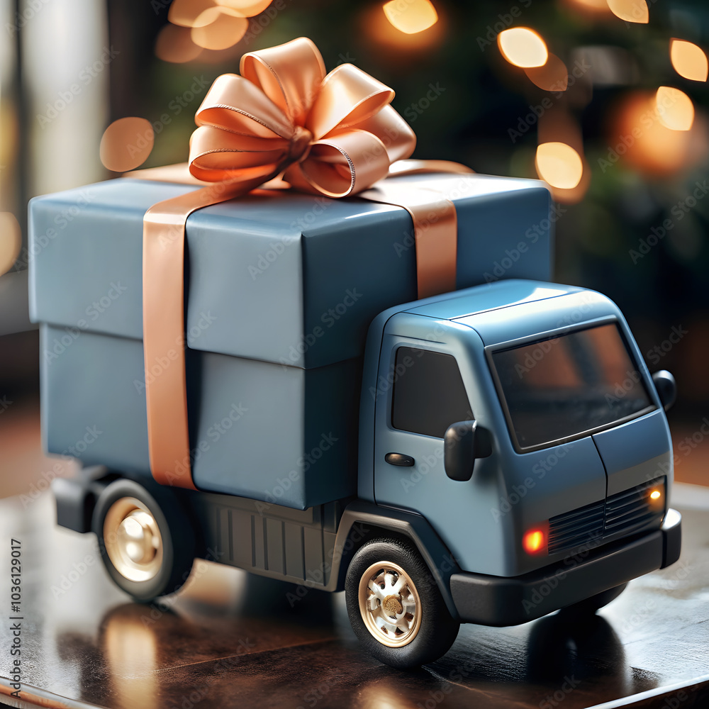 Delivery van with gift box Delivery van with gift box