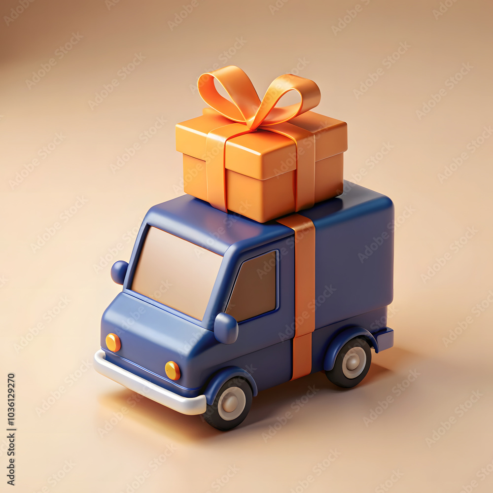 Delivery van with gift box Delivery van with gift box
