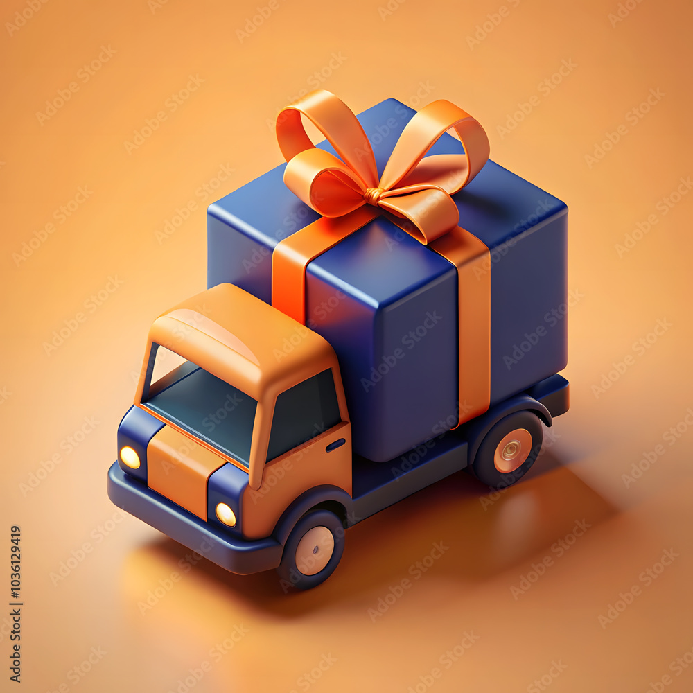 Delivery van with gift box Delivery van with gift box