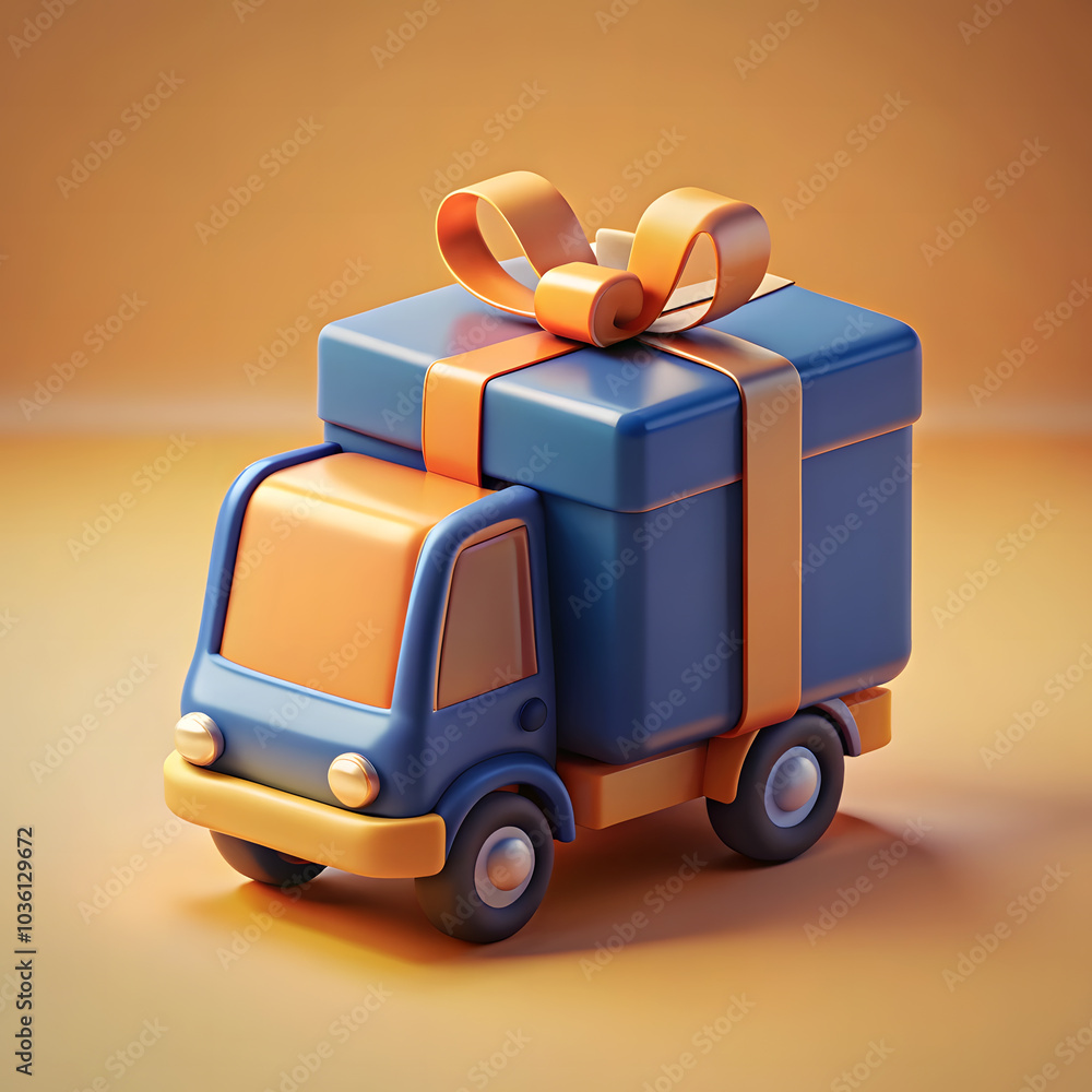 Delivery van with gift box Delivery van with gift box