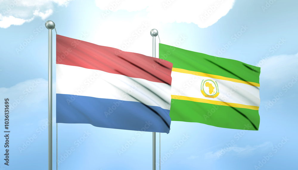 Netherlands and African Union Flag Together A Concept of Relations Netherlands and African Union Flag Together A Concept of Relations