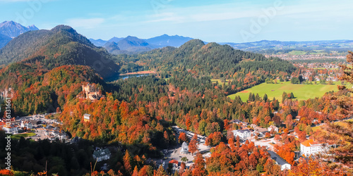 Panoramic area of Hohenschwangau Castle near Fussen, Germany in autumn time. photo