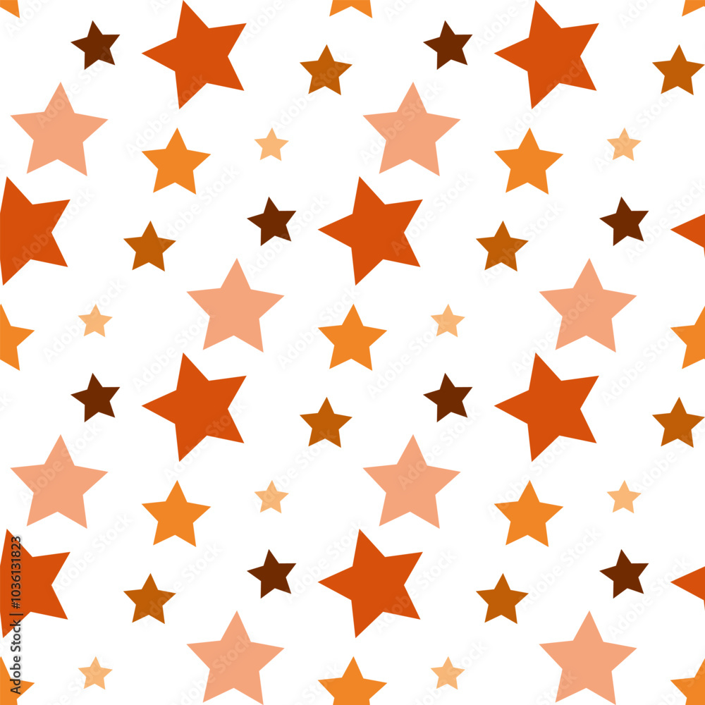 Seamless pattern with magical orange stars on white backgound. Vector image. Seamless pattern with magical orange stars on white backgound. Vector image.