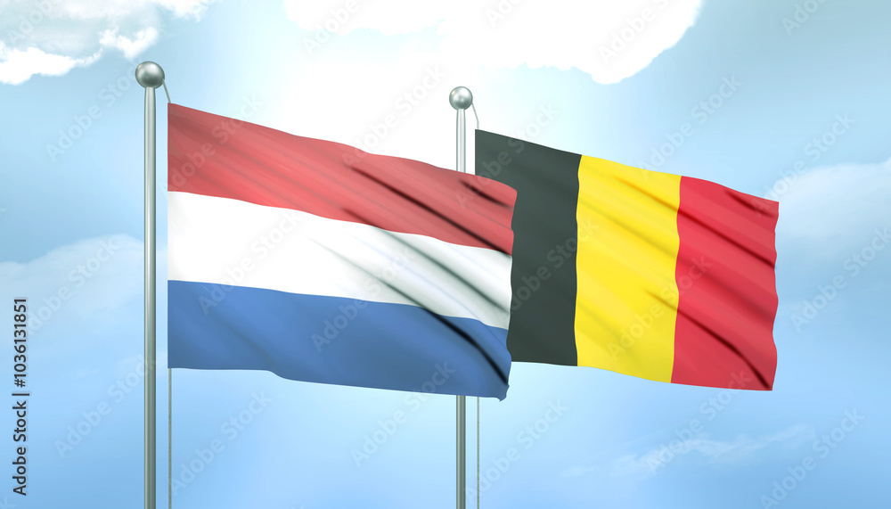 Netherlands and Belgium Flag Together A Concept of Relations