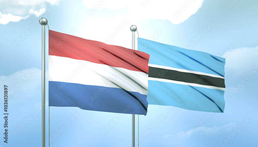 Netherlands and Botswana Flag Together A Concept of Relations Netherlands and Botswana Flag Together A Concept of Relations